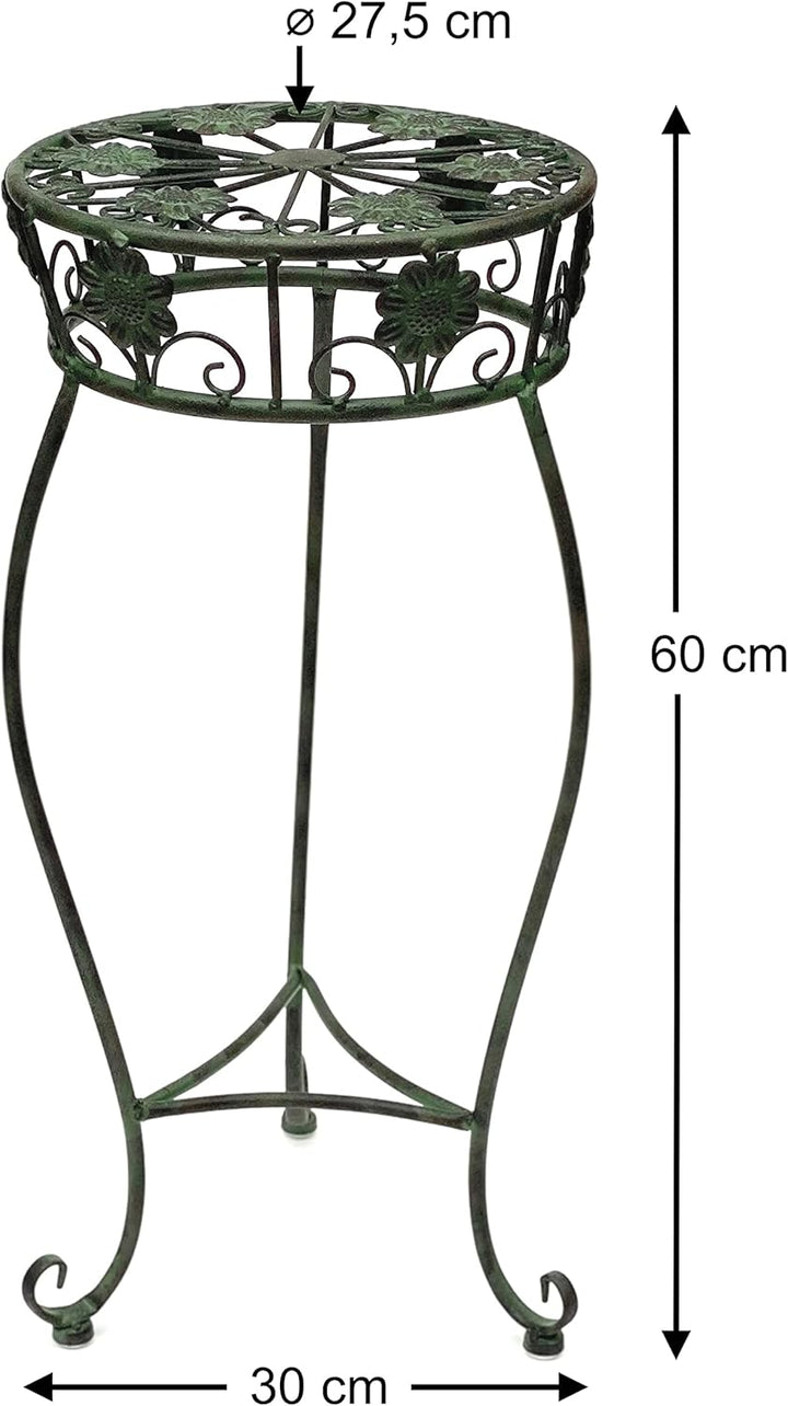 DanDiBo Blumenhocker Metall Grün Rund 60 cm Blumenständer 96008 M Blumensäule Antik Pflanzenständer