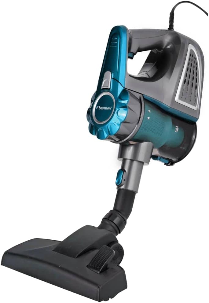 Bestron Beutelloser Handstaubsauger mit Stab, Aktionsradius: 6,5 m, Kapazität: 0,6 l, 600 Watt, Rot/