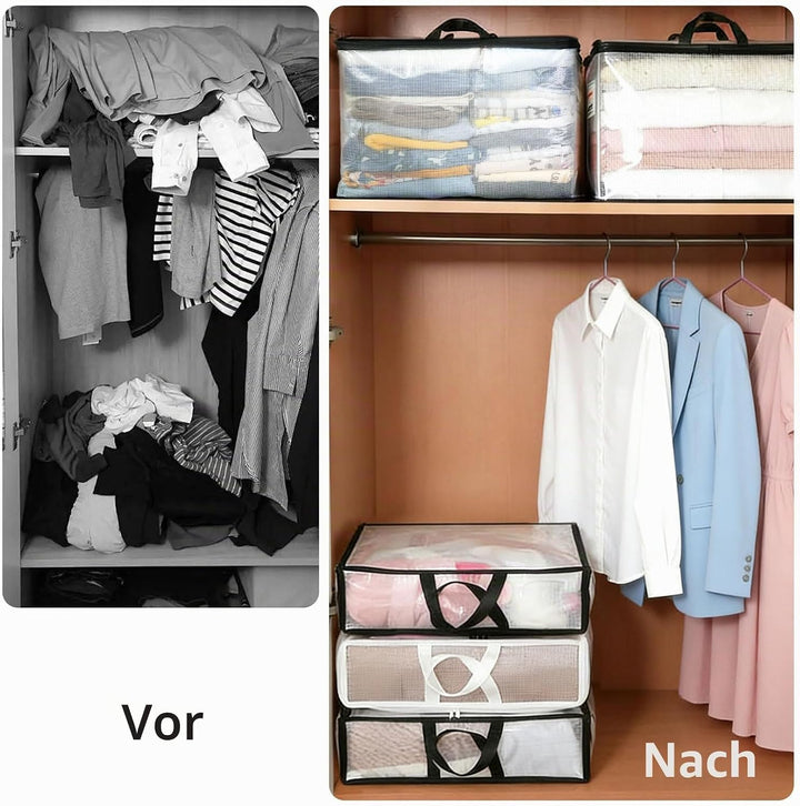 Vieshful 12 Stück Klare Aufbewahrungstaschen mit Etikett 22L – PVC Netz Aufbewahrungsbeutel mit Reis