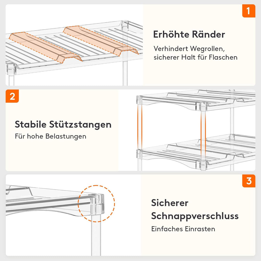 Lifewit Stapelbarer Flaschenhalter für Schrank, Gefrierschrank, Vorratskammer, Kunststoff Wasserflas