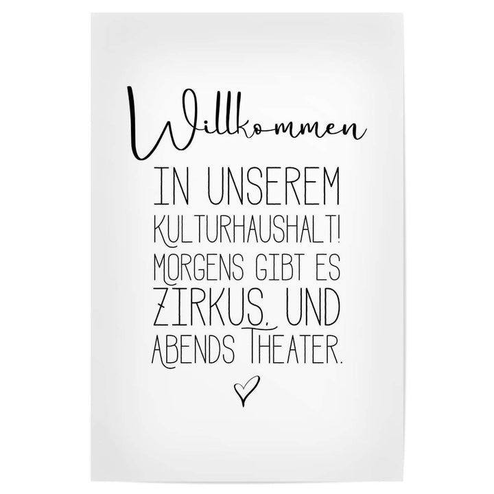 artboxONE Poster 30x20 cm Typografie Kulturhaushalt - Bild Typografie eingangsbereich Familie