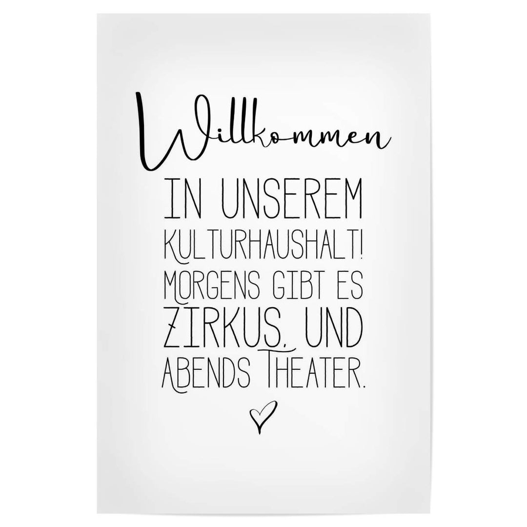 artboxONE Poster 120x80 cm Typografie Kulturhaushalt - Bild Typografie eingangsbereich Familie, 120x
