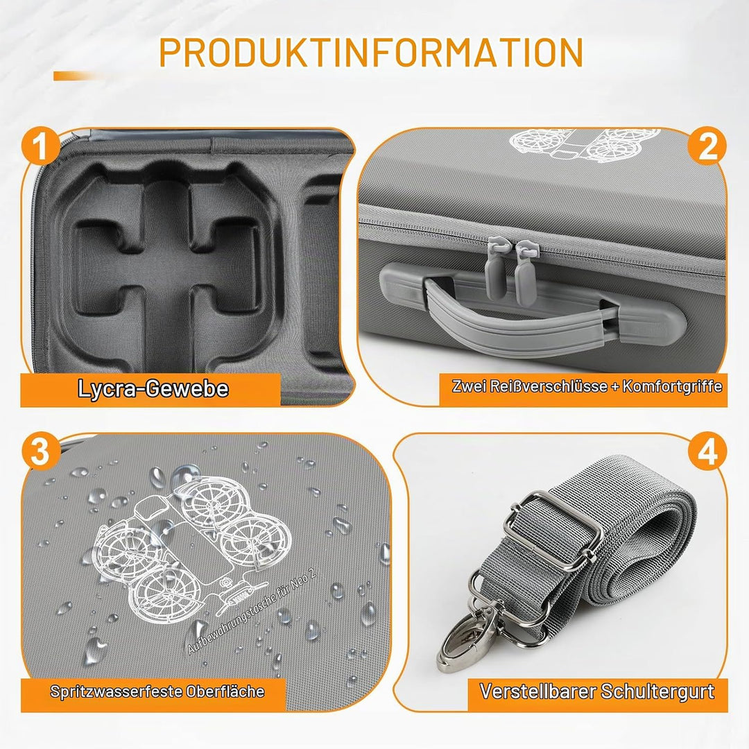 Tasche Kompatibel mit DJI Neo 2, PU Tragetasche Case mit Schultergurt, Leichte Schutztasche Aufbewah