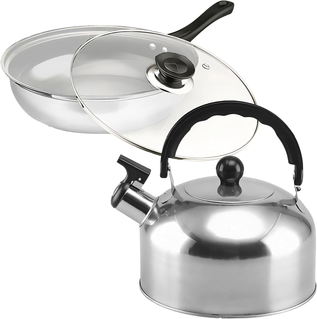 Retoo Kochtopfset 12-teilig aus Edelstahl, Töpfe mit Glasdeckel, Kochtöpfe mit ergonomischen Griffen