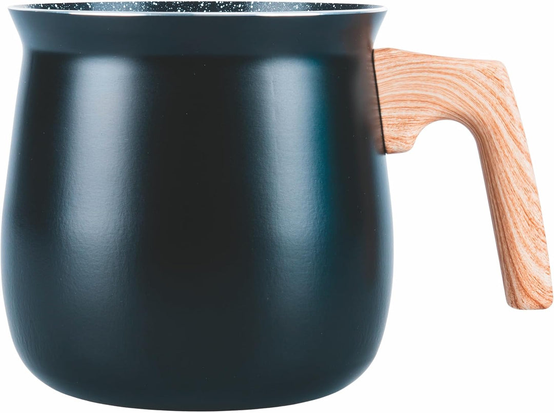 SìChef Milchtopf Aluminium 1,3 l Keramik Innenbeschichtung Griff Holzoptik