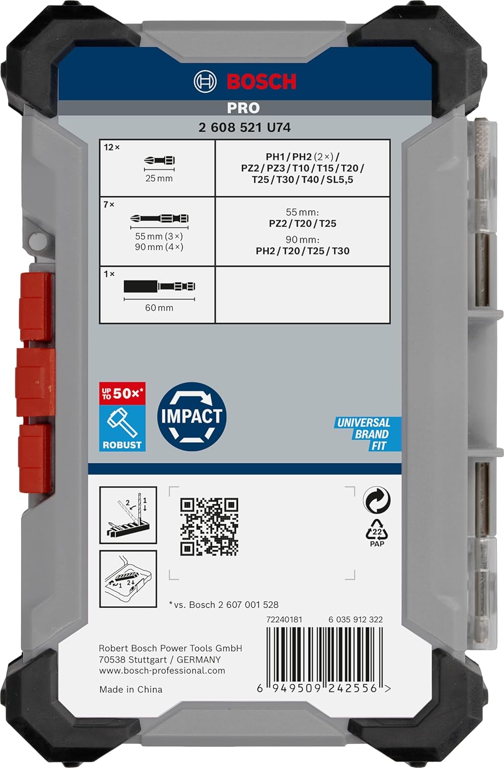 Bosch 20x PRO Impact Set, 20-tlg. (200 x 107 mm, Professional Zubehör Schraubendreher, Schraubendreh