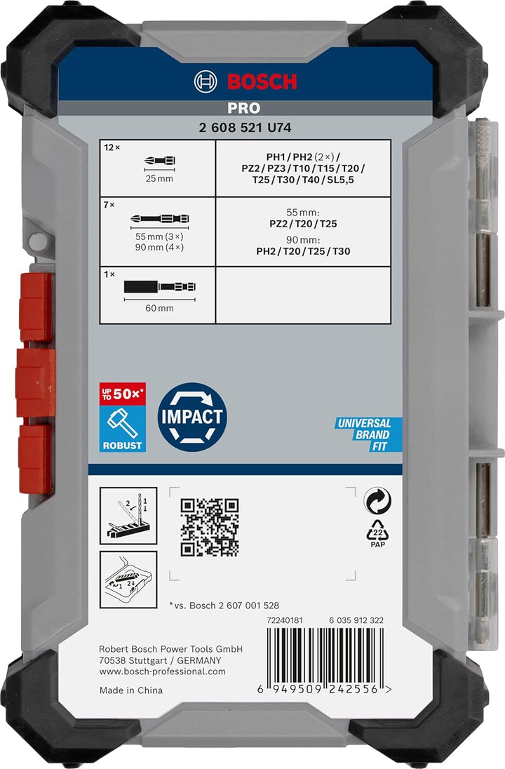 Bosch 20x PRO Impact Set, 20-tlg. (200 x 107 mm, Professional Zubehör Schraubendreher, Schraubendreh