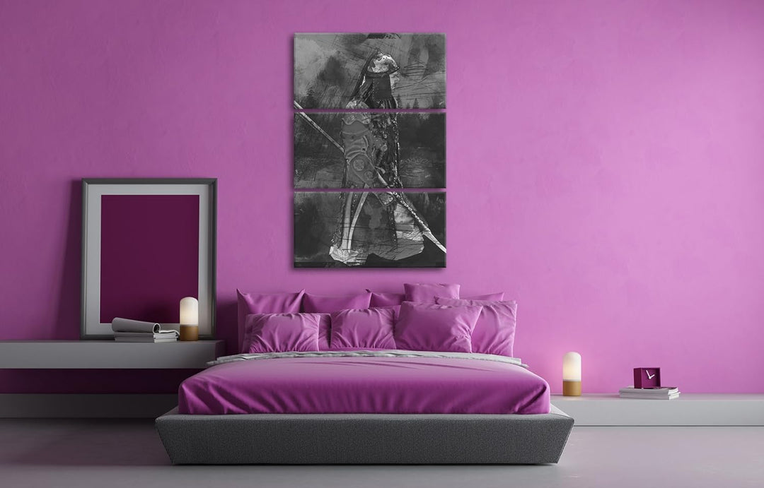 deyoli Illustration historischer Soldat Format: 3-teilig 120x80 Effekt: Schwarz/Weiss als Leinwandbi