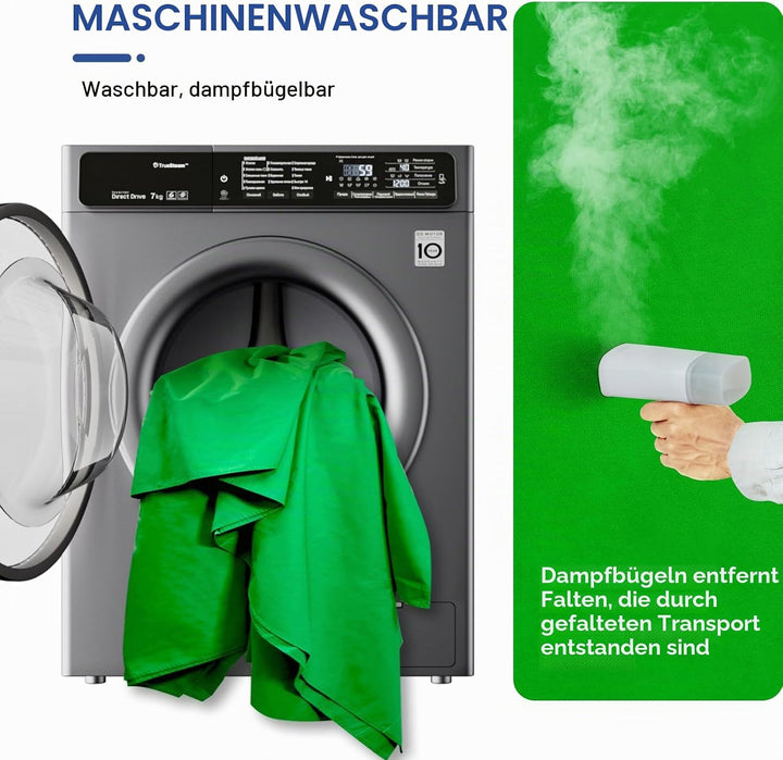 EMART 1,5x2m Greenscreen Grüner Hintergrund Polyester Grüne Chromakey Green Screen Faltbar mit 2 Fed