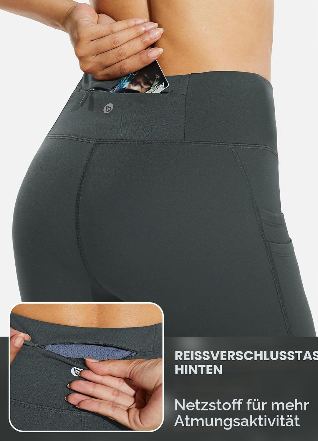 BALEAF Thermo Leggings Damen Winter Leggings high Waist Sportleggings mit Taschen Leggings yogahose