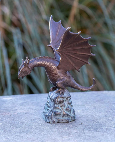 IDYL Bronze-Skulptur Wasserspeiender Drache Fontaine | 14x17x22 cm | Drachen Bronze-Figur | Ideal al