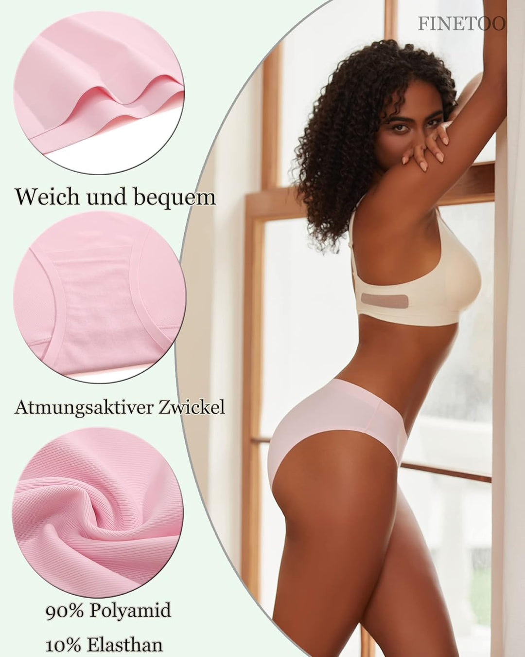 FINETOO 5er Pack Seamless Slips Damen Nahtlose Unterwäsche Unterhosen Nahtlo Hipster Unsichtbare Fra