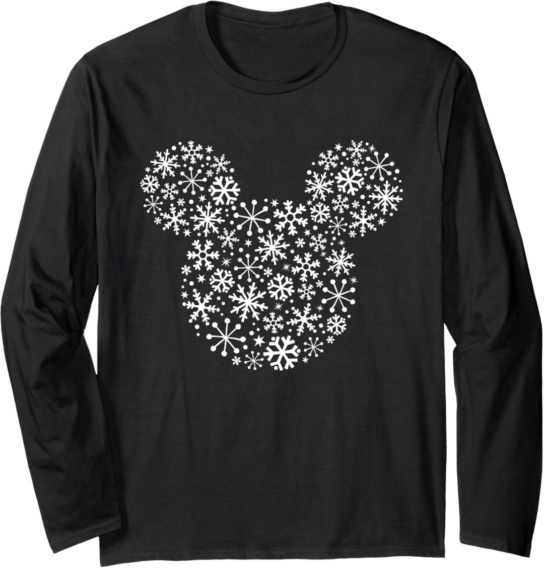 Disney Mickey Mouse Icon Holiday White Snowflakes Langarmshirt