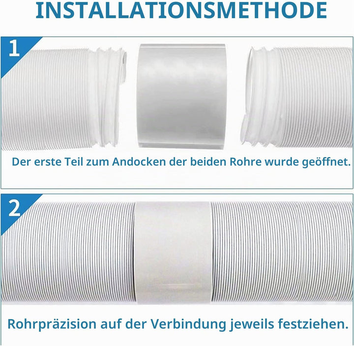 Abluftschlauch Klimagerät mit Adapter 150 mm 1.5m,Lüftungsrohrverbinder,Klimaanlage Abluftschlauch 1