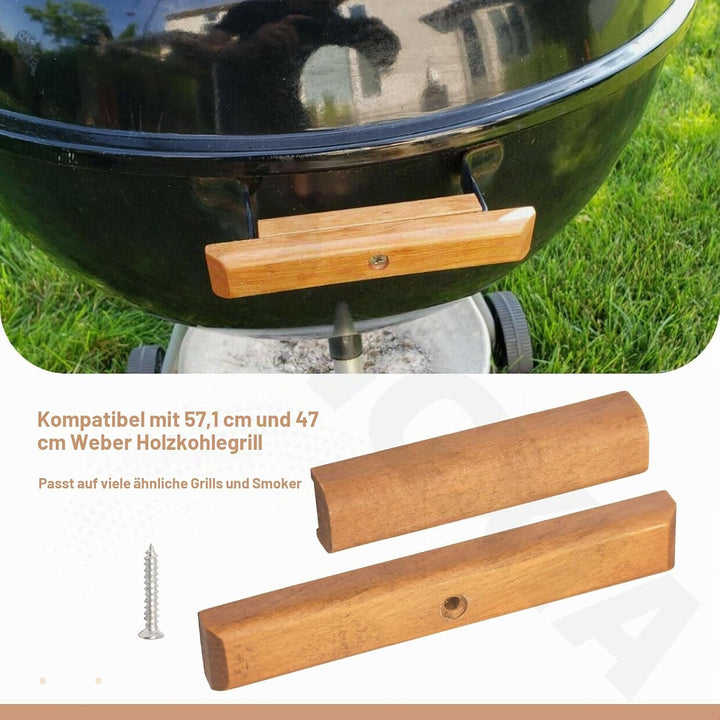 2 Stück Kirschholz Ersatzgriff für Weber Holzkohlegrill, Grillgriff Ersatz passend für 57,1 cm und 4