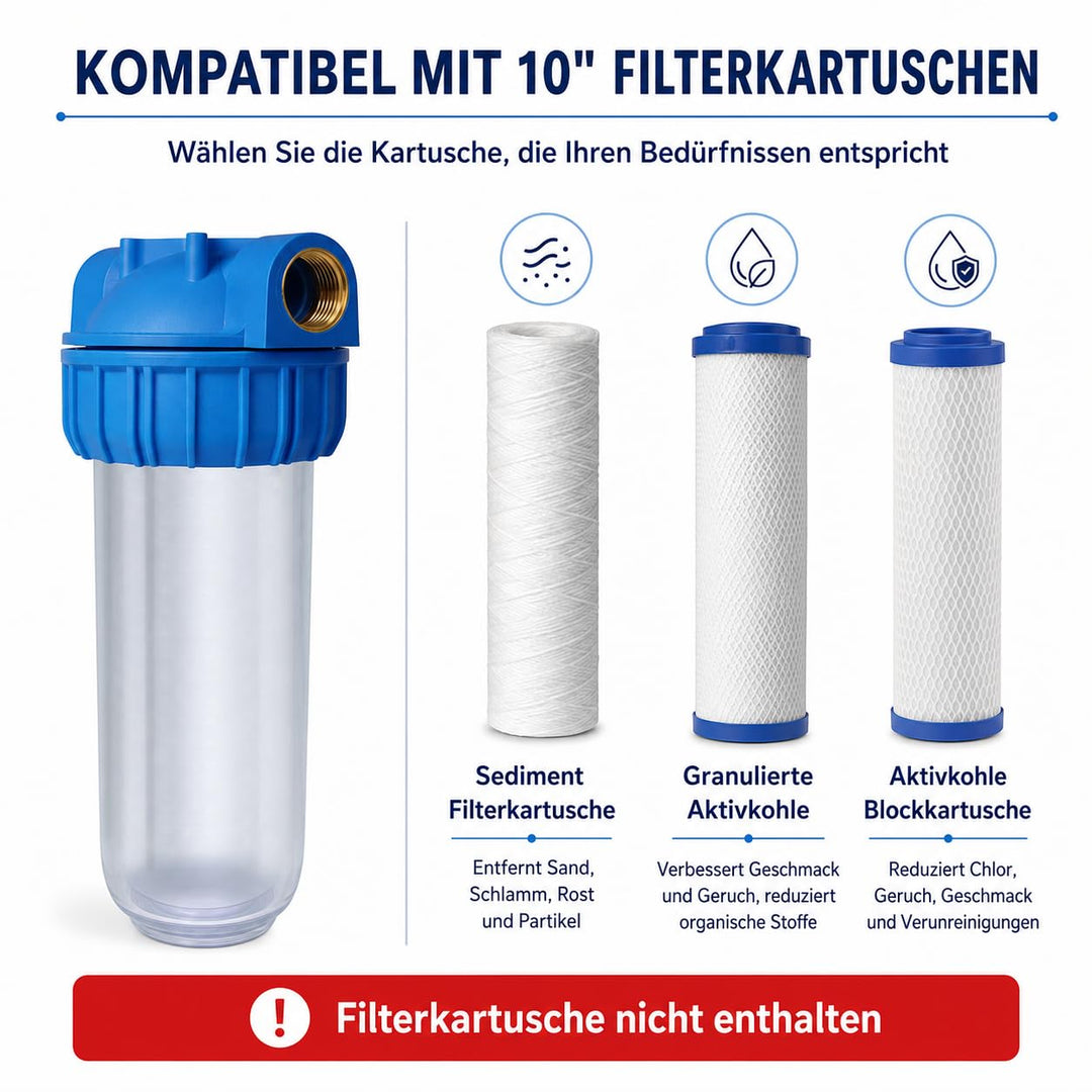 Bbagua GS530771.1 Filterbecher 10" mit Metallgewinde, Halterung und Schlüssel, Kunststoff, 3500 lite