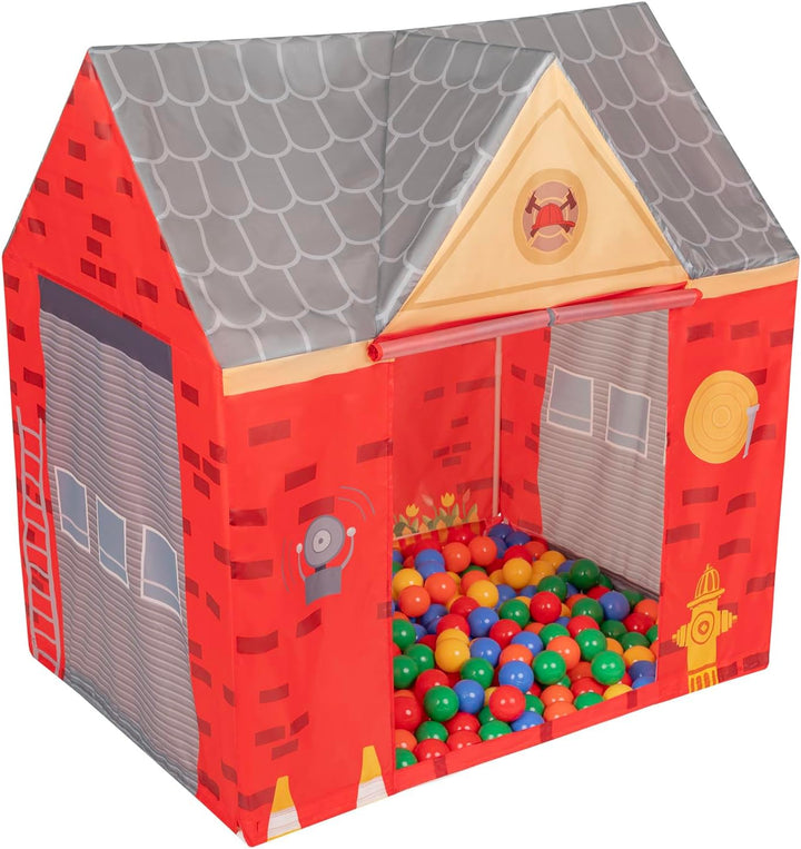 Spielhaus Spielzelt Feuerwehrhaus Mit 300 Bälle Faltbares Für Kinder Realistisches Design Langlebige