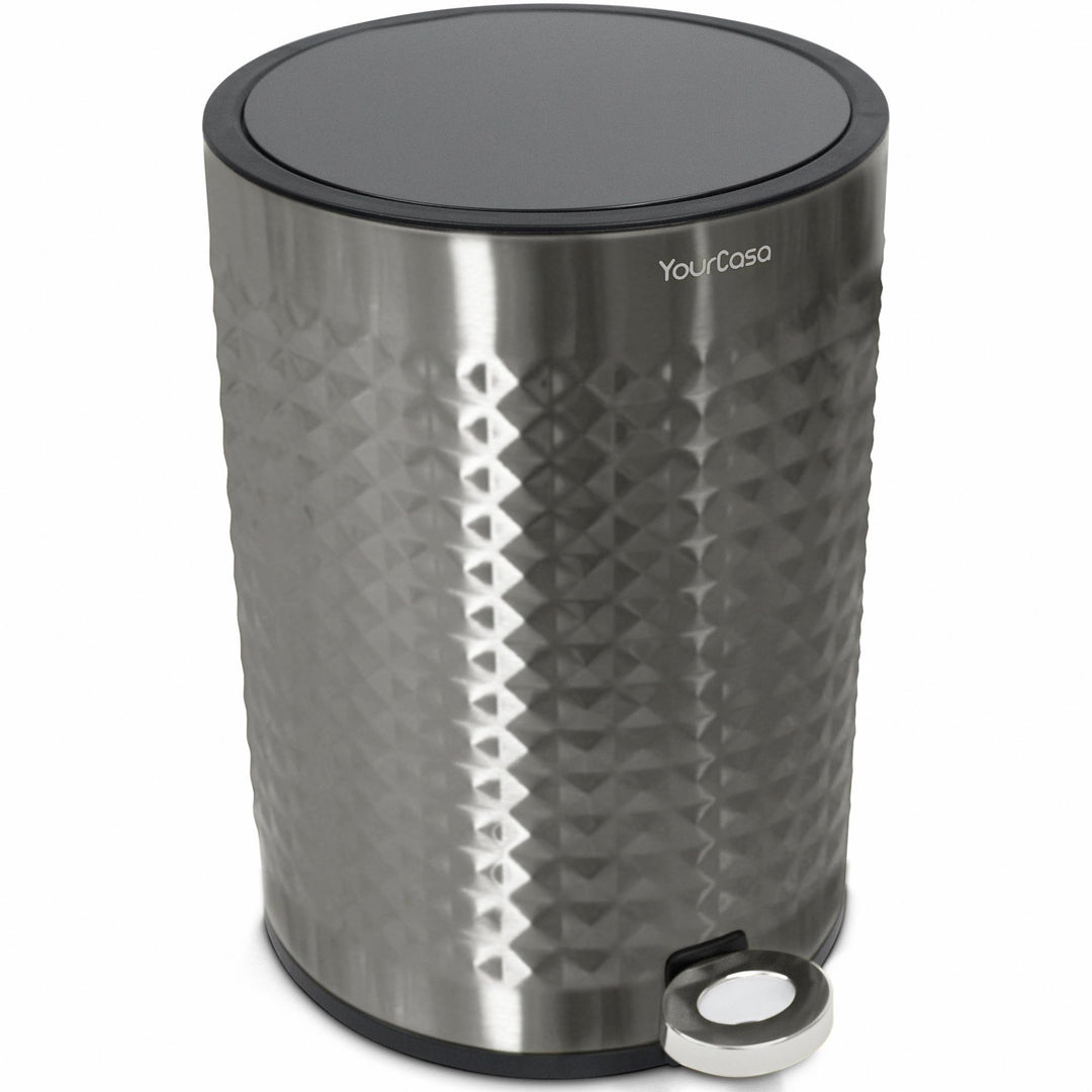 YourCasa Mülleimer Bad 5L aus Edelstahl [Pyramiden Effekt] für Badezimmer und Wohnbereich - Kosmetik