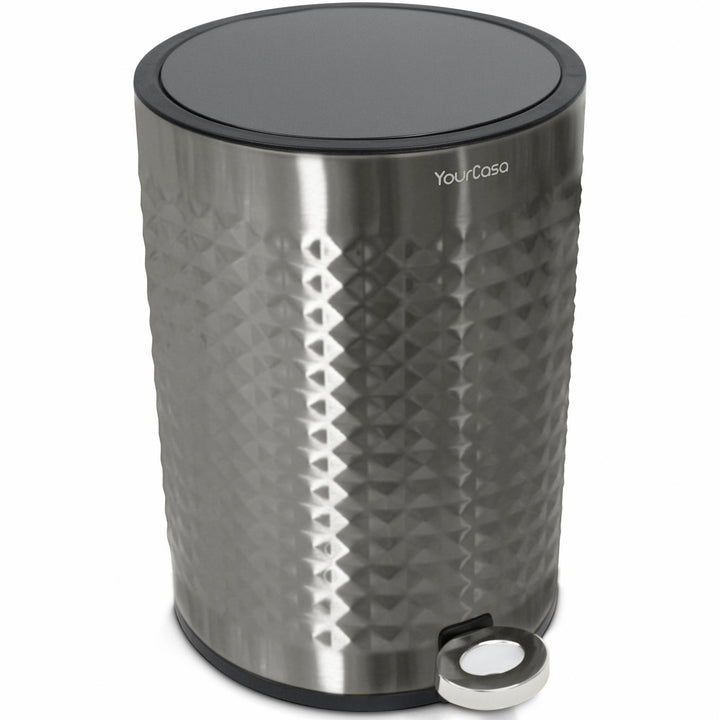 YourCasa Mülleimer Bad 5L aus Edelstahl [Pyramiden Effekt] für Badezimmer und Wohnbereich - Kosmetik