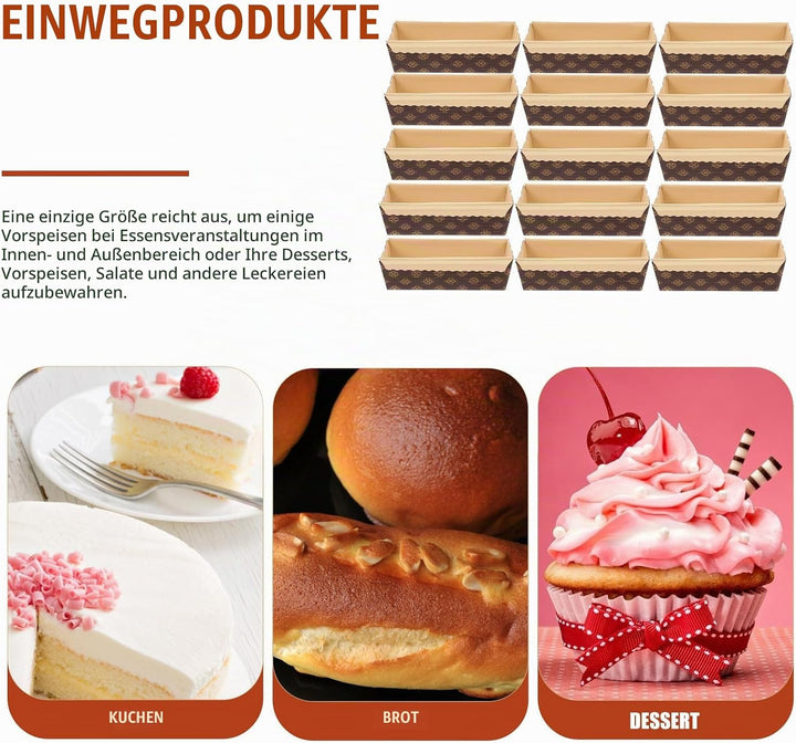 25 Stück Papier-kastenformen zum Backen von Mini-kastenformen, Ölbeständige Papier-kuchenhalter, Sta