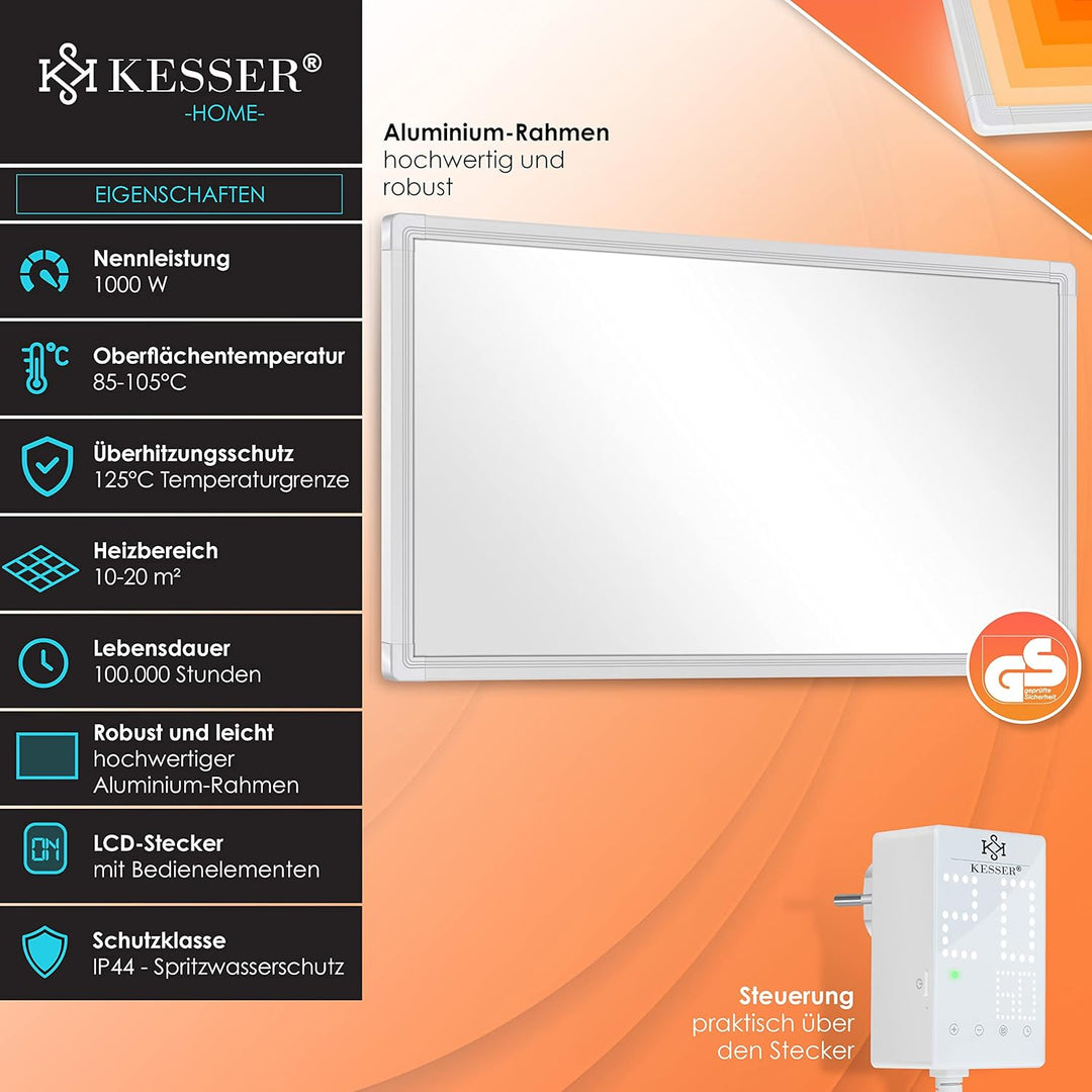 KESSER® Infrarotheizung Mit Thermostat Infrarotheizkörper Elektroheizung Infrarot Heizung Wandheizun