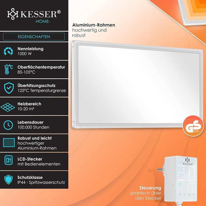 KESSER® Infrarotheizung Mit Thermostat Infrarotheizkörper Elektroheizung Infrarot Heizung Wandheizun