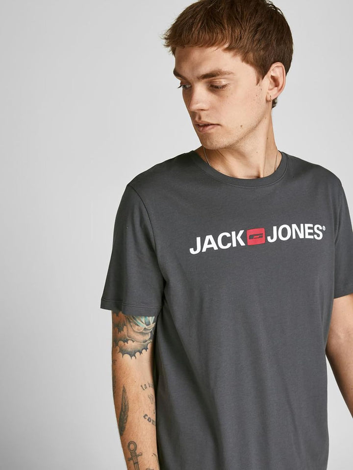 JACK &amp; JONES Herren JJECORP Logo Tee SS Crew Neck Vorteilspack, Asphalt/1Asphalt1DustyOlive1Gr, L