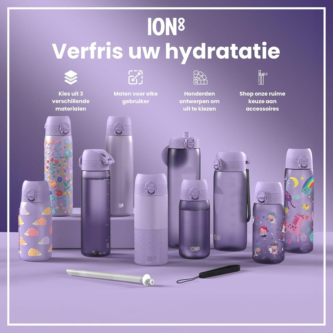 ION8 1 Liter Leicht Edelstahl Trinkflasche, Nicht Isoliert, Auslaufsicher, Einhandöffnung, Sichere V