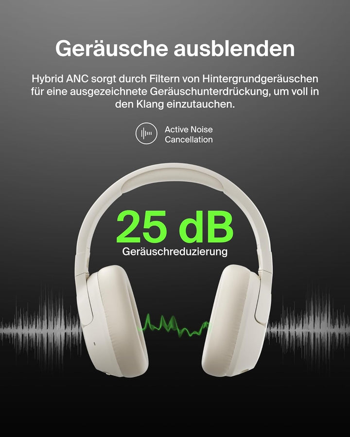 Belkin SoundForm Isolate Noise Cancelling Kopfhörer kabellos Bluetooth Kopfhörer, Headset mit Mikrof