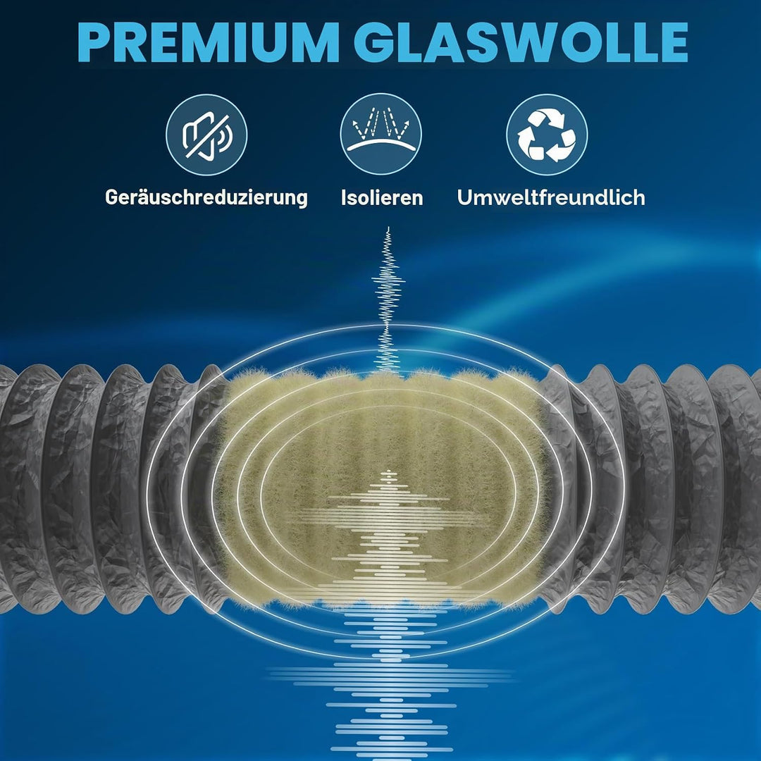 Hon&Guan 100 mm Lüftungsschlauch Schallgedämmter Wärmeisolierung Alu Flexrohr Lüftungsschlauch für K