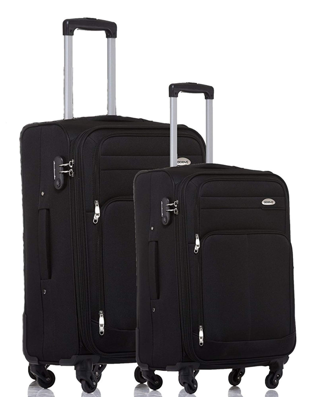 TOP-Trolley-Koffer-Set - 2-teilig - 64+54cm, Dehnfalte, 4 Rollen (Schwarz)