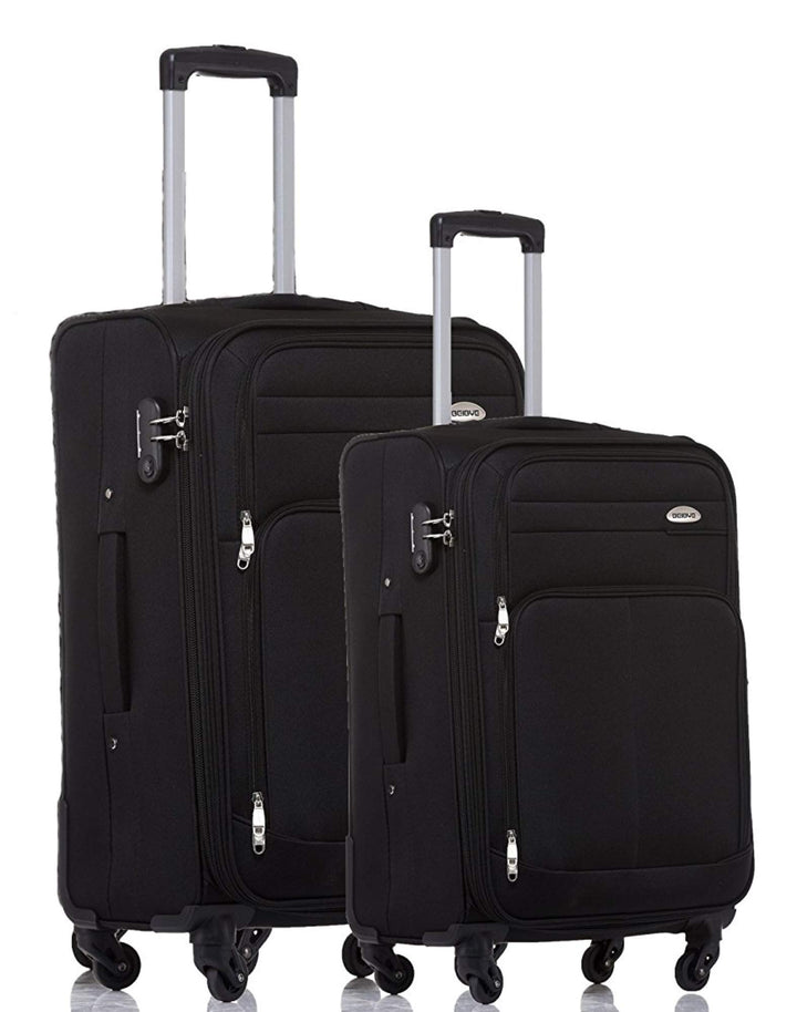 TOP-Trolley-Koffer-Set - 2-teilig - 64+54cm, Dehnfalte, 4 Rollen (Schwarz)