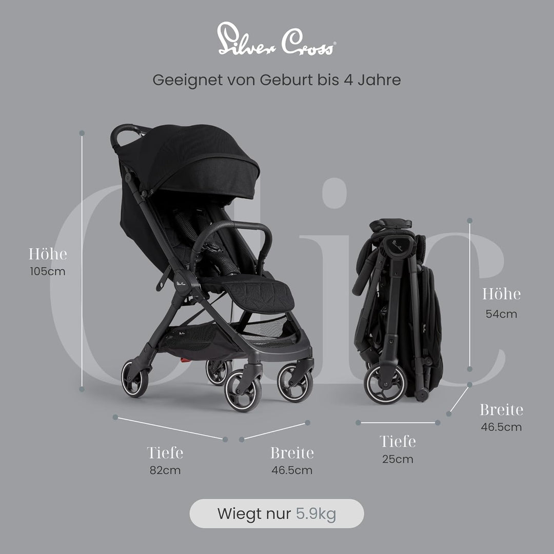 Silver Cross | Clic Kompakt-Kinderwagen | Reisekinderwagen | faltbarer & leichter Kinderwagen | Kabi
