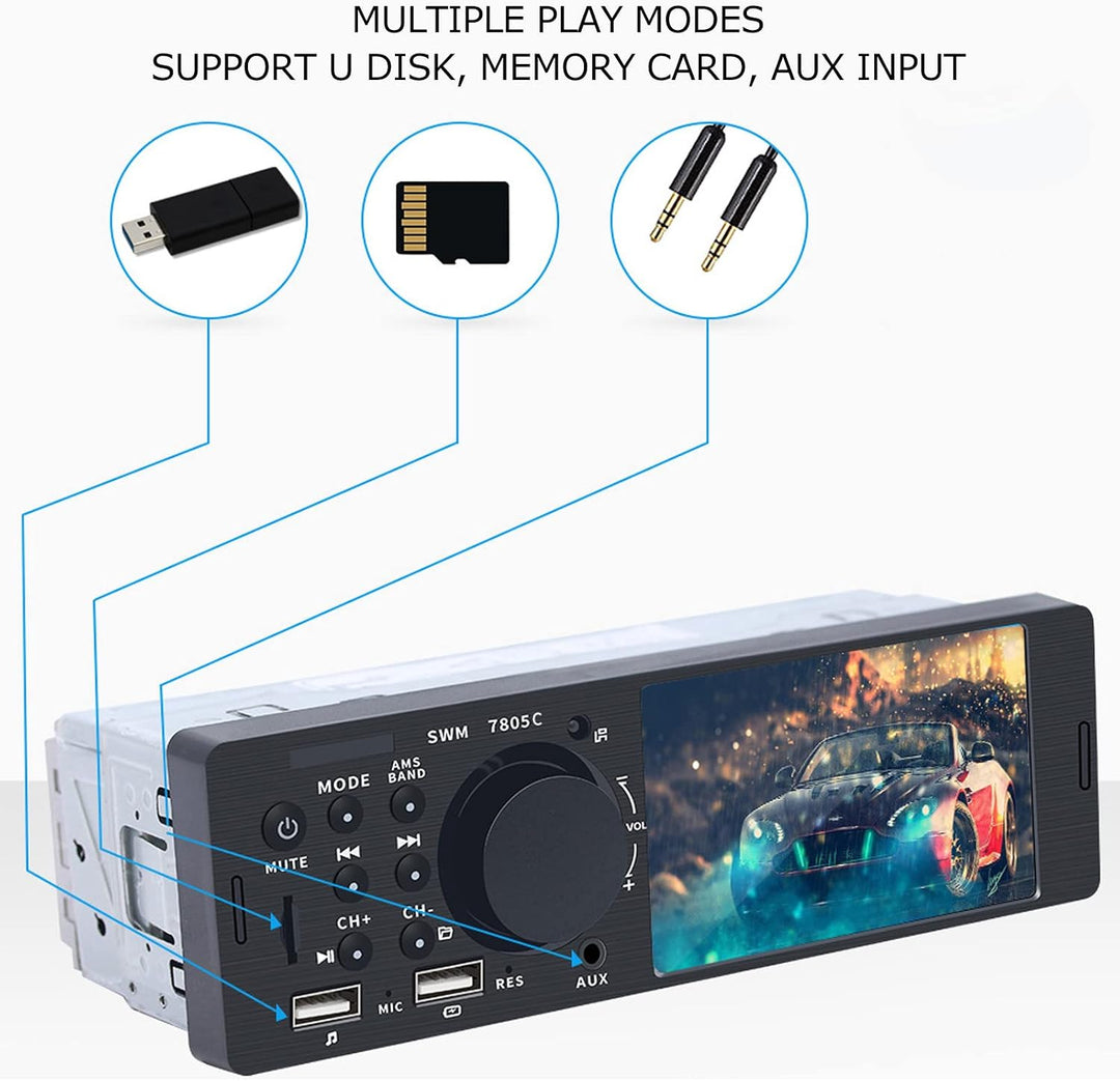 Bluetooth-Touchscreen-Autoradio, 4,1-Zoll-HD-USB-Aux-Eingang, Spiegelverbindung, FM-Radio, Auto-Audi