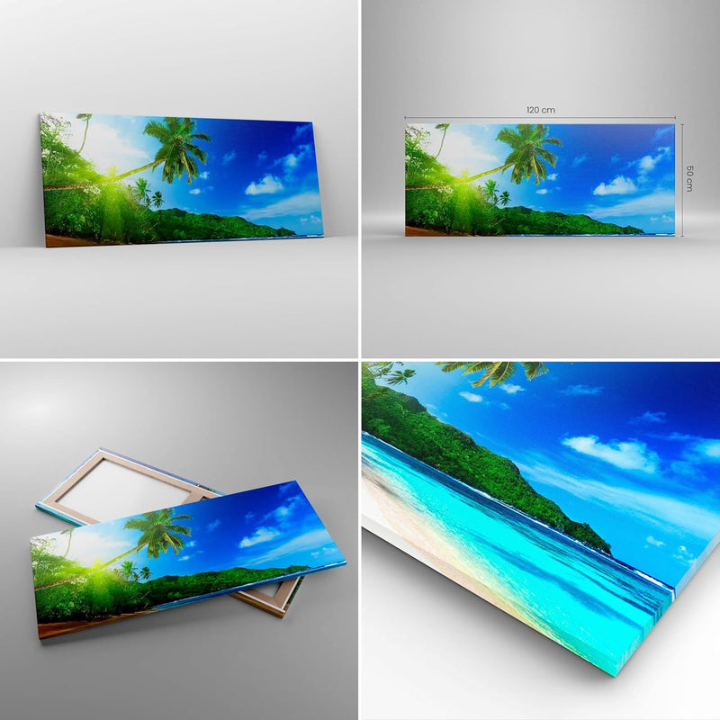 Wandbilder Dekoration Wohnzimmer Baum Dschungel Welle Landschaft Panorama Bilder auf Leinwand 120x50