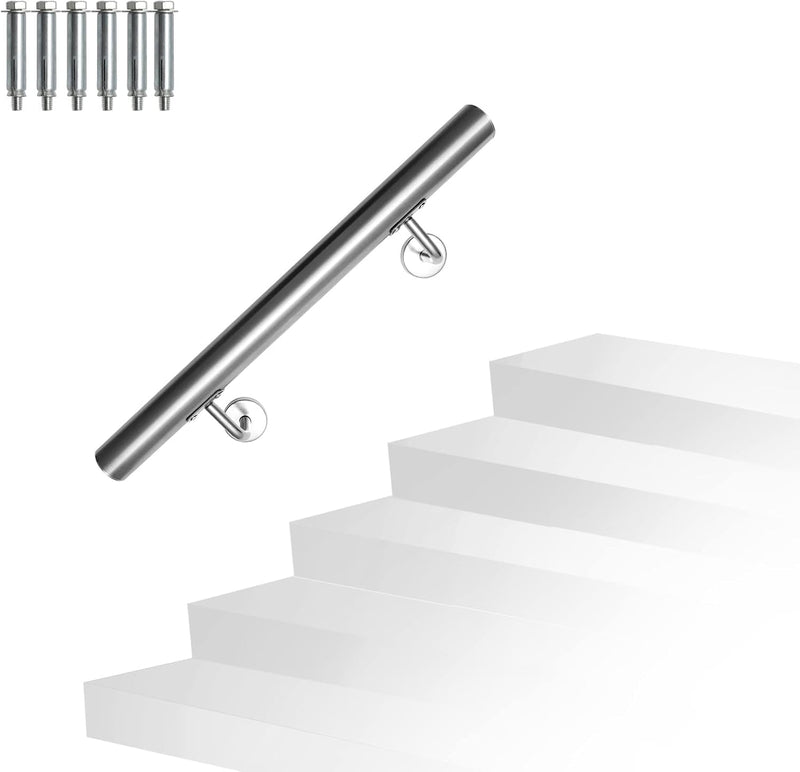 Randaco Edelstahl Handlauf Treppengeländer Geländer Wandhandlauf Wand Treppe inkl. Wandhalterung und