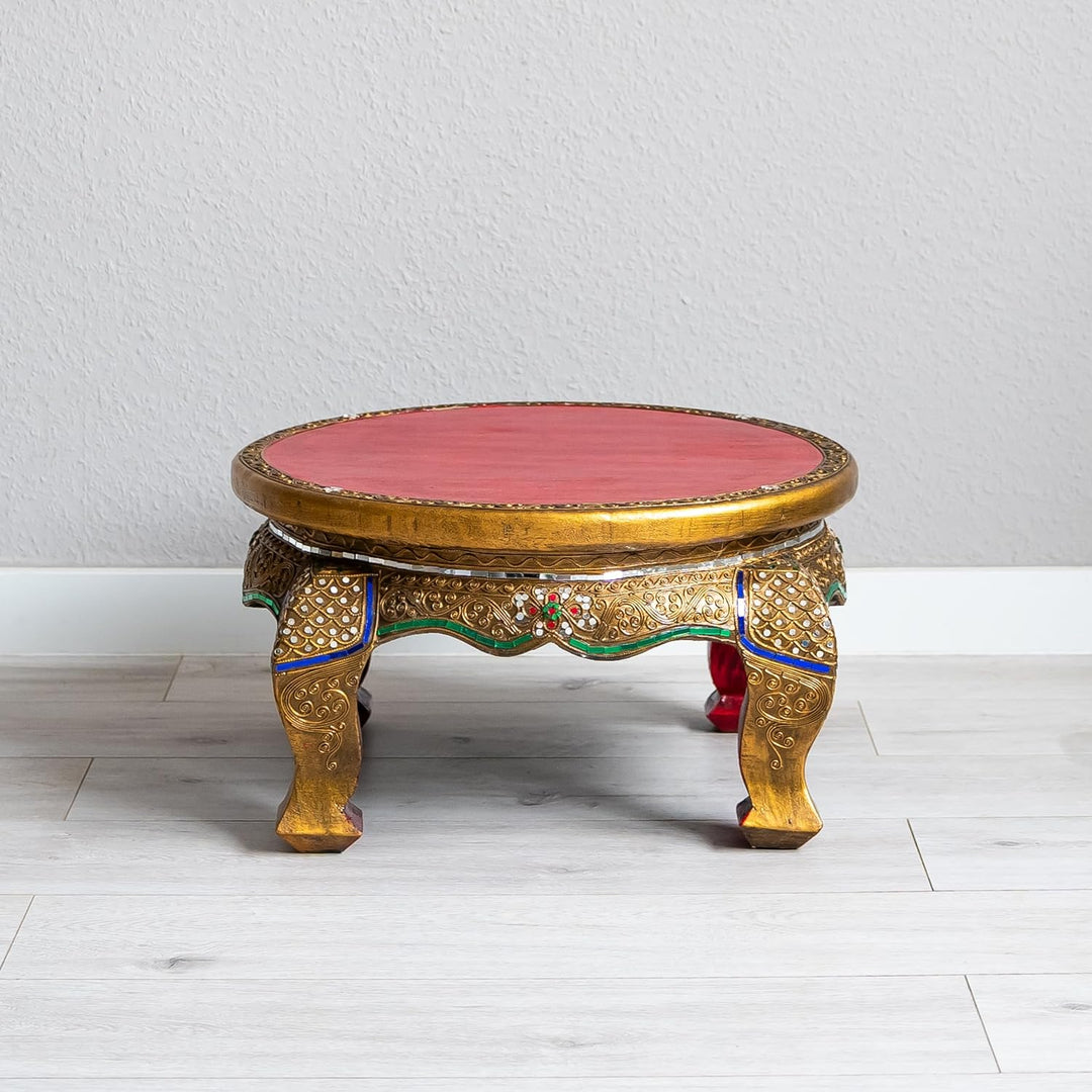 livasia Runder Opiumtisch, Beistelltisch, Glasmosaiktisch, Nachttisch, Hocker (grosser Tisch) 50cm D