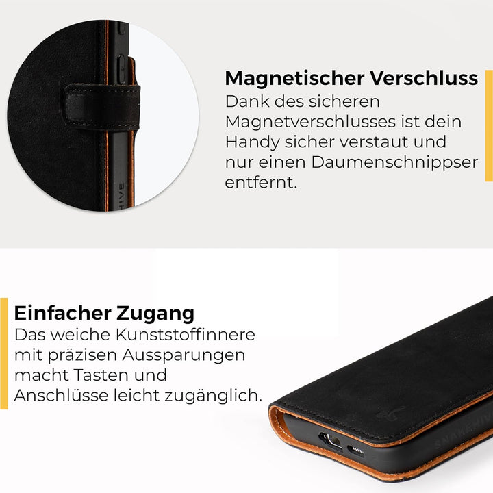 Snakehive Galaxy S23 Hülle Leder | Stylische Handyhülle mit Kartenhalter & Standfuss | Handyhülle Sc