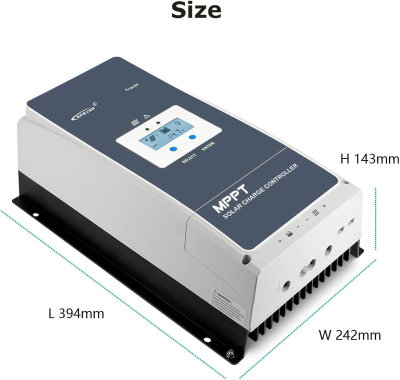 EPEVER 100A MPPT Solarladeregler 12V/24V/36V/48V mit LCD-Display, Leerlaufspannung bis 150V für Seal