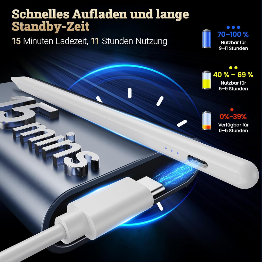 BAZO Stift für iPad Apple - 2018-2024 Pencil 2. Generation mit Schnellladeleistung Palm Rejection un