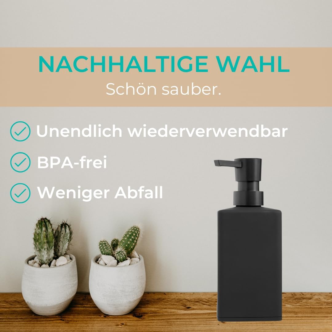 BUDDLEY Seifenspender, Spülmittelspender, Seifenspender Seifenspender Schwarz für Küche & Bad, Prakt