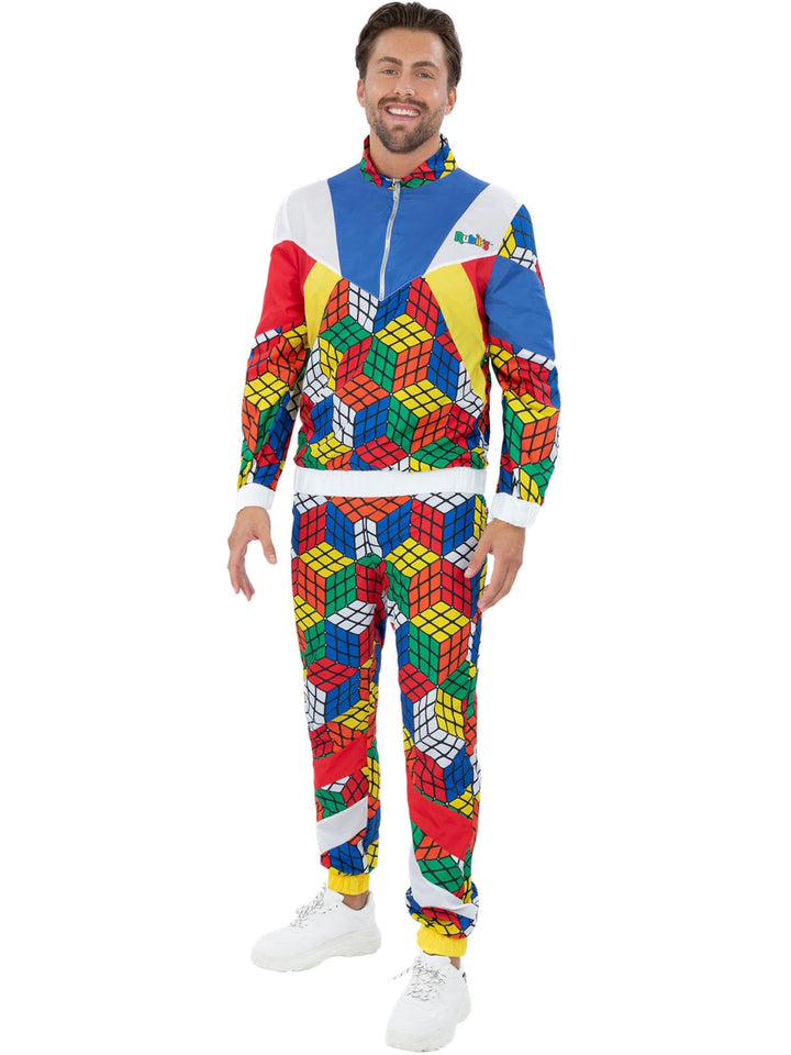 Smiffys Rubik's Cube Tracksuit Halloween und Karneval Medium (Chest 38-40) Multicoloured, Medium (Ch