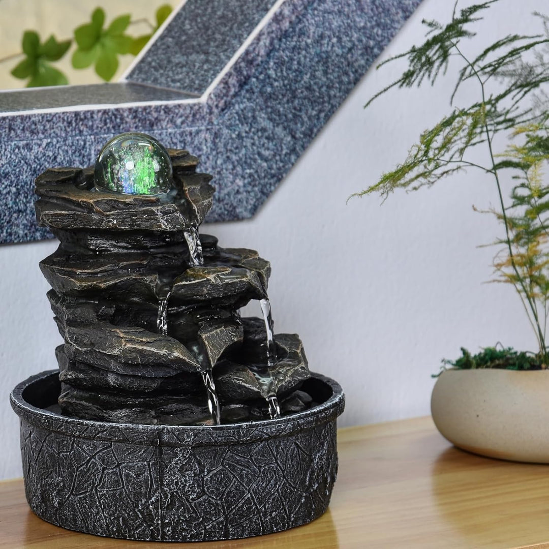 Zen'Light Little Rock Brunnen aus Polyresin, Dunkelbraun, 20 x 20 x