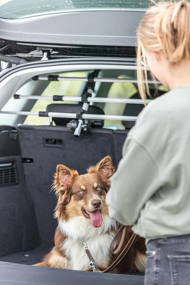 TRIXIE verstellbare Hundesicherung für den Kofferraum "Auto-Gitter, mit Kopfstützenfixierung, Breite