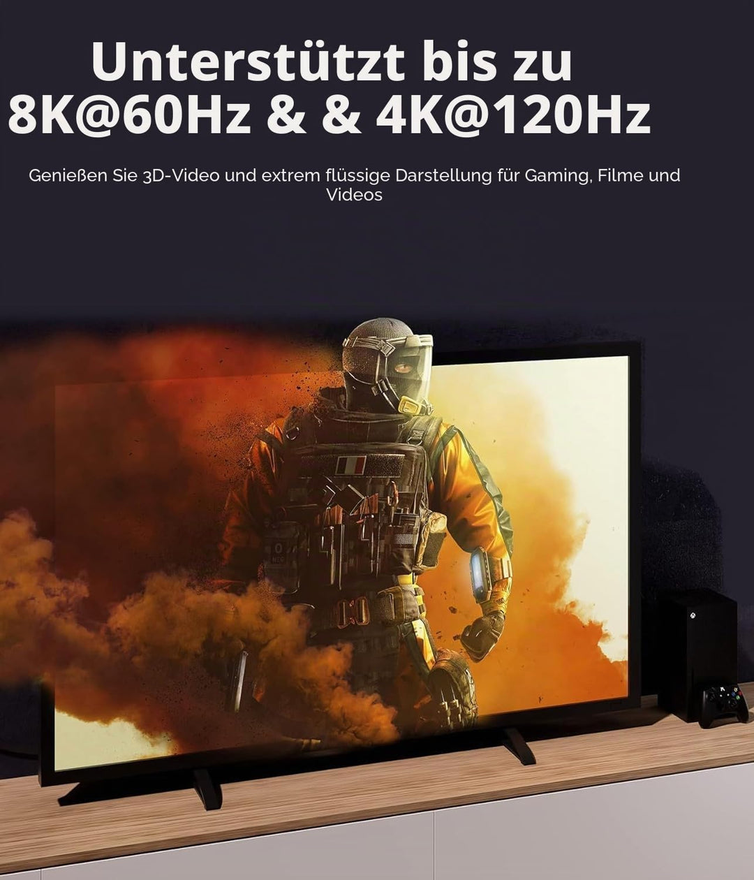 8K 4K HDMI Glasfaserkabel 10M, 48Gbps Optiches HDMI 2.1 Kabel High Speed Nylon Geflochtenes, 8K@60Hz
