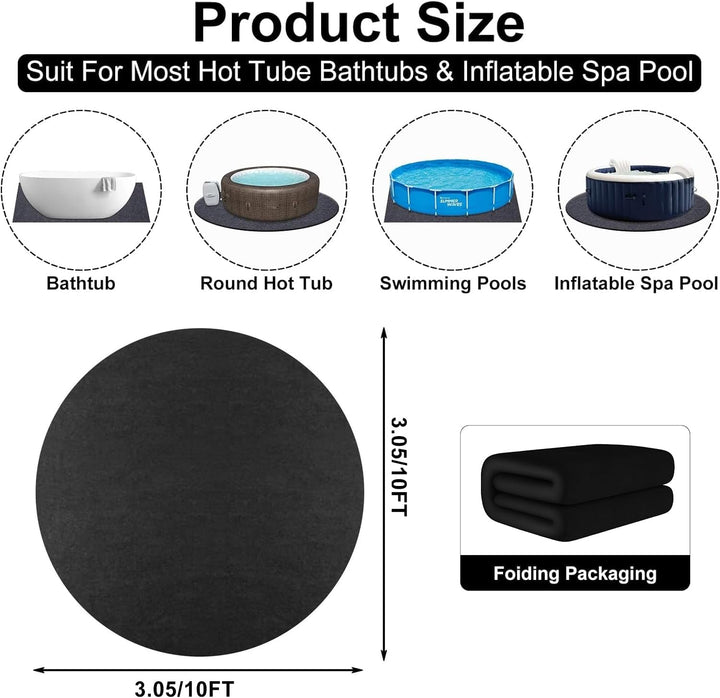 300CM Whirlpool Poolmatten Schutzboden, Pool Bodenmatte,Outdoor Poolunterlage Poolmatten Schutzboden