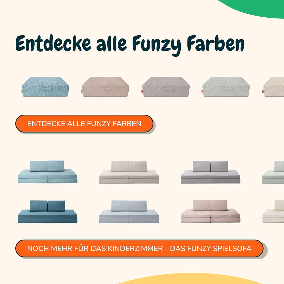 Funzy Hüpfpolster für Kinder – Hüpfmatratze mit Taschenfederkern, Sicherer & leiser Hüpfspass, Cord-