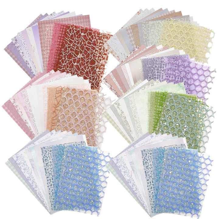 105 Blatt Scrapbook Papier Dekoratives Strukturpapier FineGood Mesh Stoff Sortiertes Set Bastelpapie