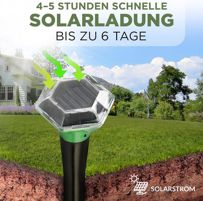 ISOTRONIC – 3er Set Solar Maulwurfvertreiber gegen Bodentiere wie Maulwürfe, Wühlmäuse, Ameisen & Sc