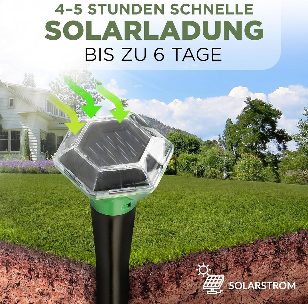 ISOTRONIC Maulwurfabwehr zum Vertreiben von Maulwürfen, Wühlmäusen & Schlangen – Solar Maulwurfschre